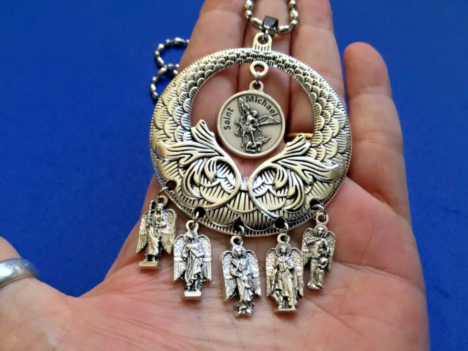 Custom Saint Medal NECKLACE 4 ARCHANGEL St Michael Raphael Gabriel Uriel Prayer