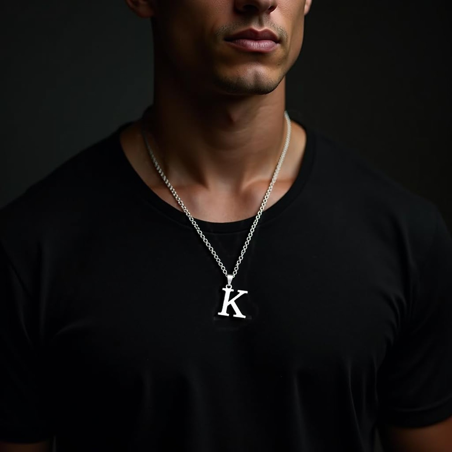 Initial Necklace for Men Women 14K Gold Plated Stainless Steel 26 Capital Let…