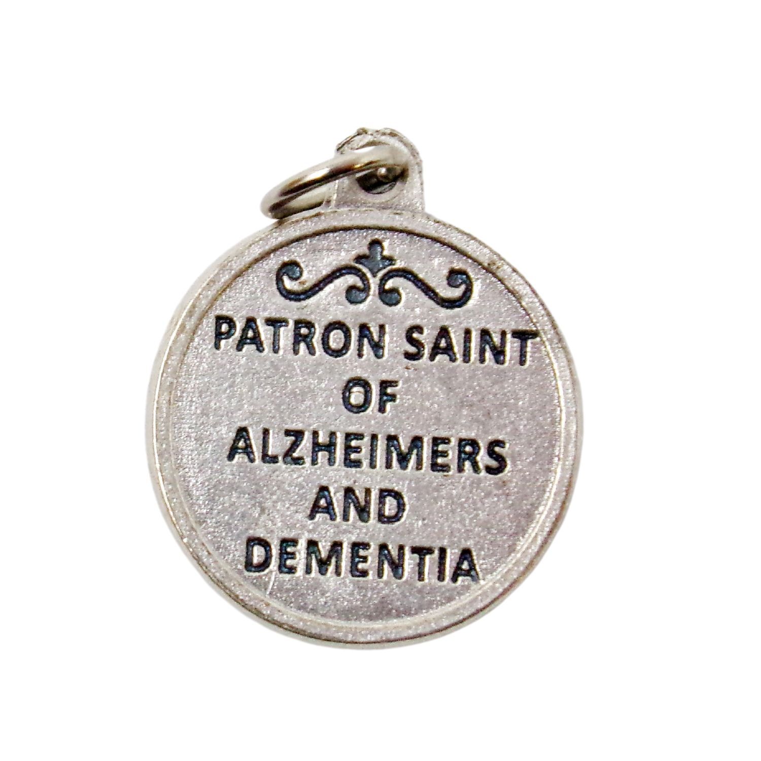Patron St Saint Dymphna Round Silver Tone Medals Pendants for Rosary Parts 1 In
