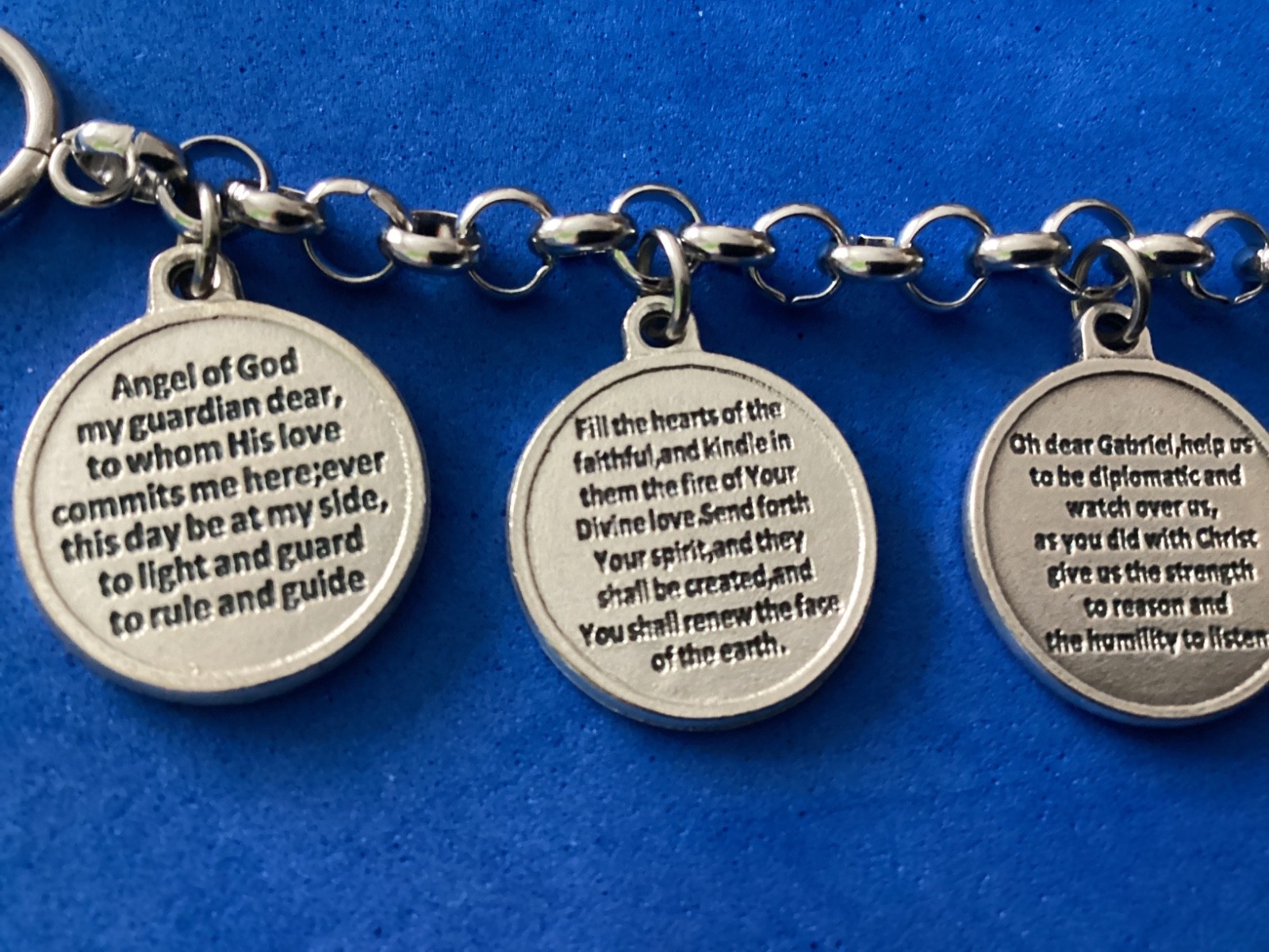 Custom Mary Female Religious Saint Medal Charm Bracelet Lot Stainless Steel 7.5″