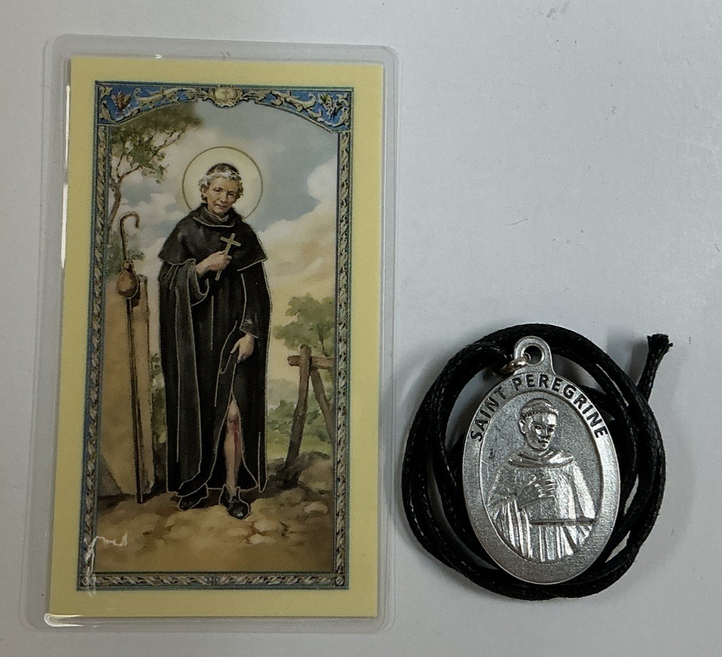 Medal San Peregrino And Holy Card, Healing, Prayer, Blessing In Spanish