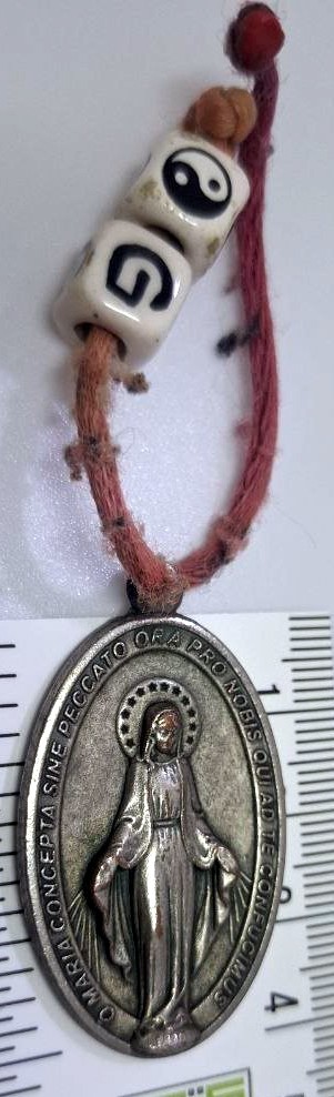 Vintage Miraculous Medal Catholic Blessed Virgin Mary Pendant Silver Tone Italy
