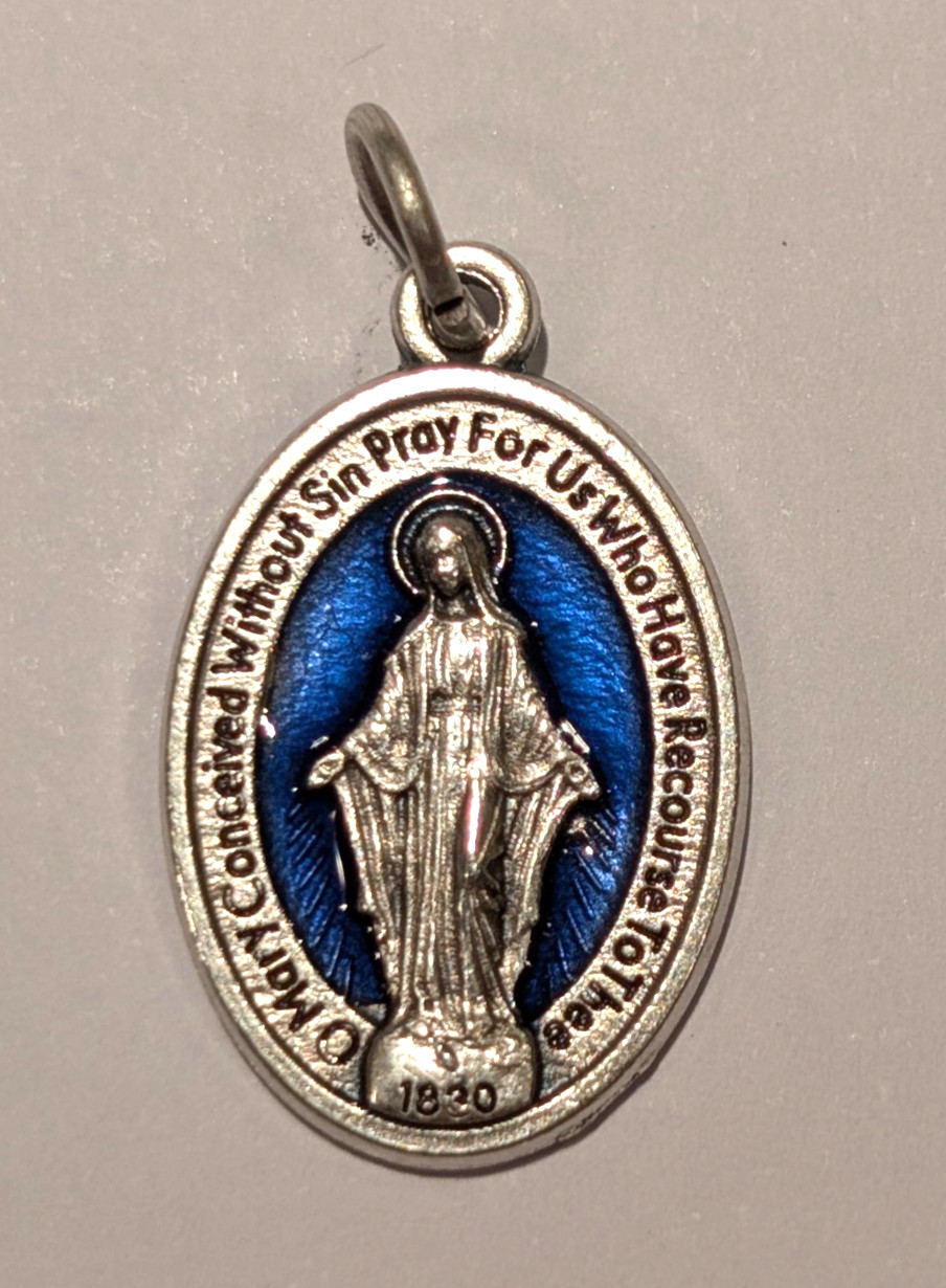 Catholic Blue Enameled Miraculous Medal – Made in Italy