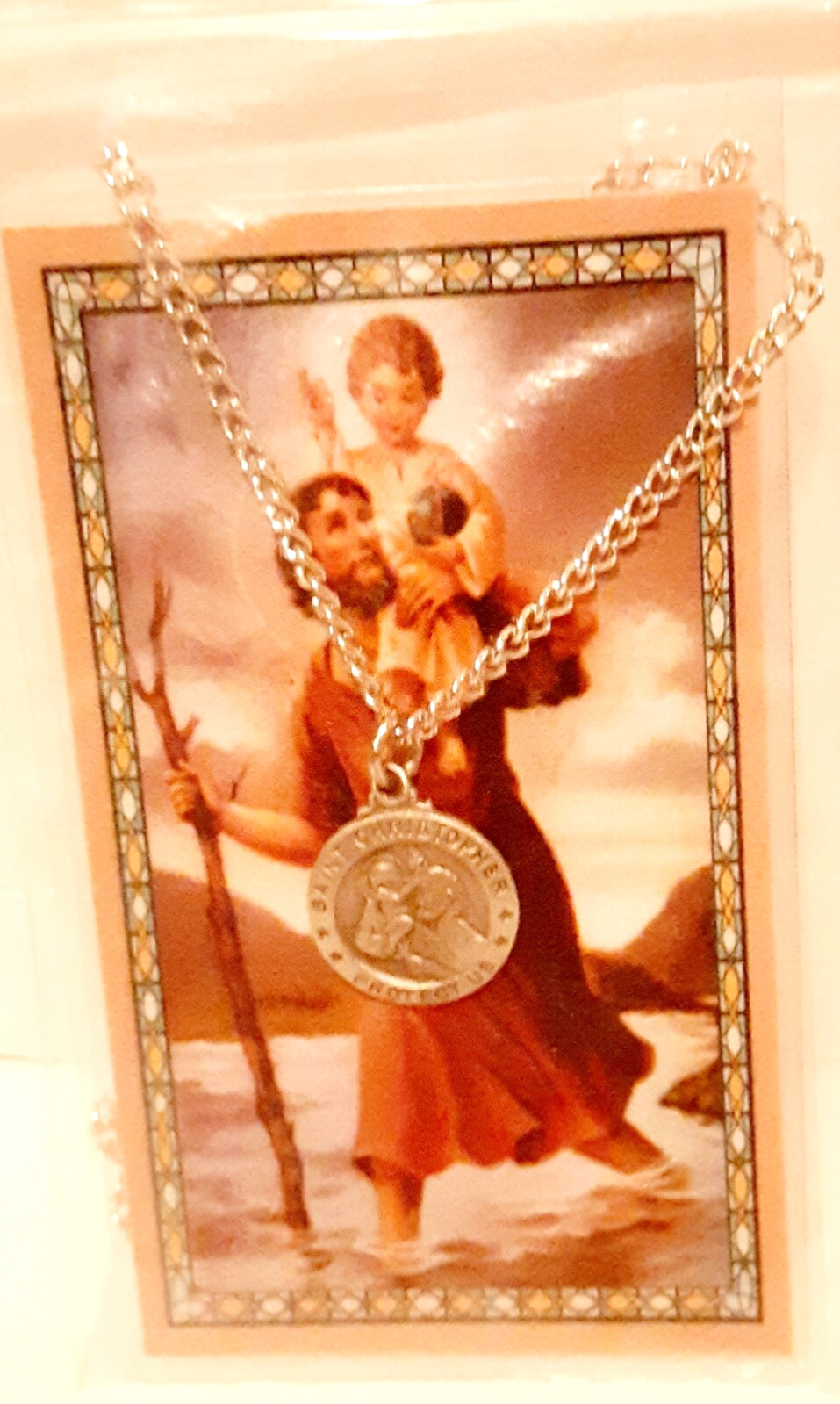 St. Christopher Hockey Medal Necklace with a FREE Prayer Card San Cristobal