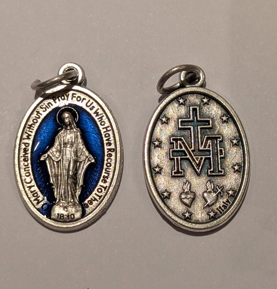 Catholic Blue Enameled Miraculous Medal – Made in Italy