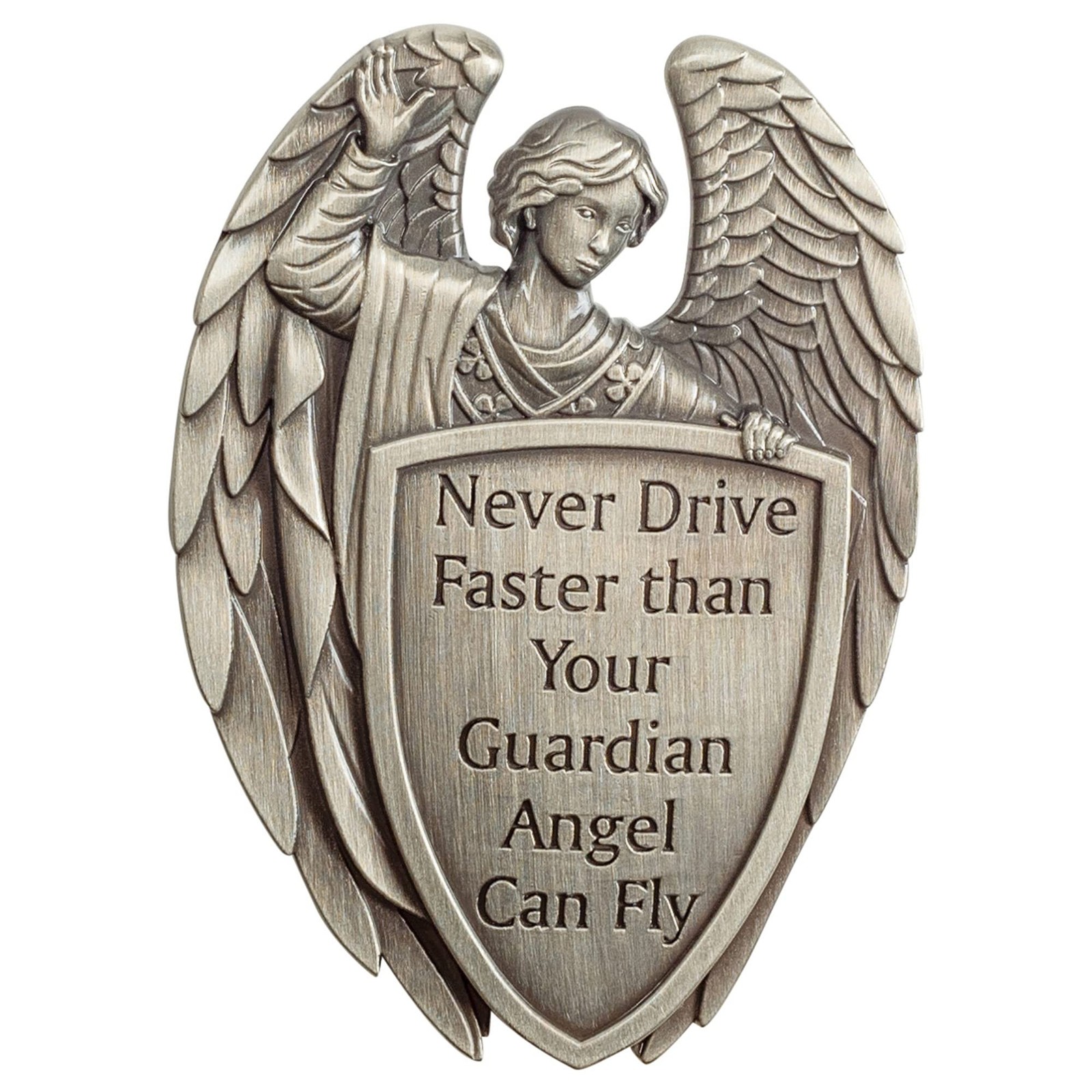 Dicksons Male Guardian Angel Silver Tone 2.5 Inch Zinc Alloy Metal Auto Visor…