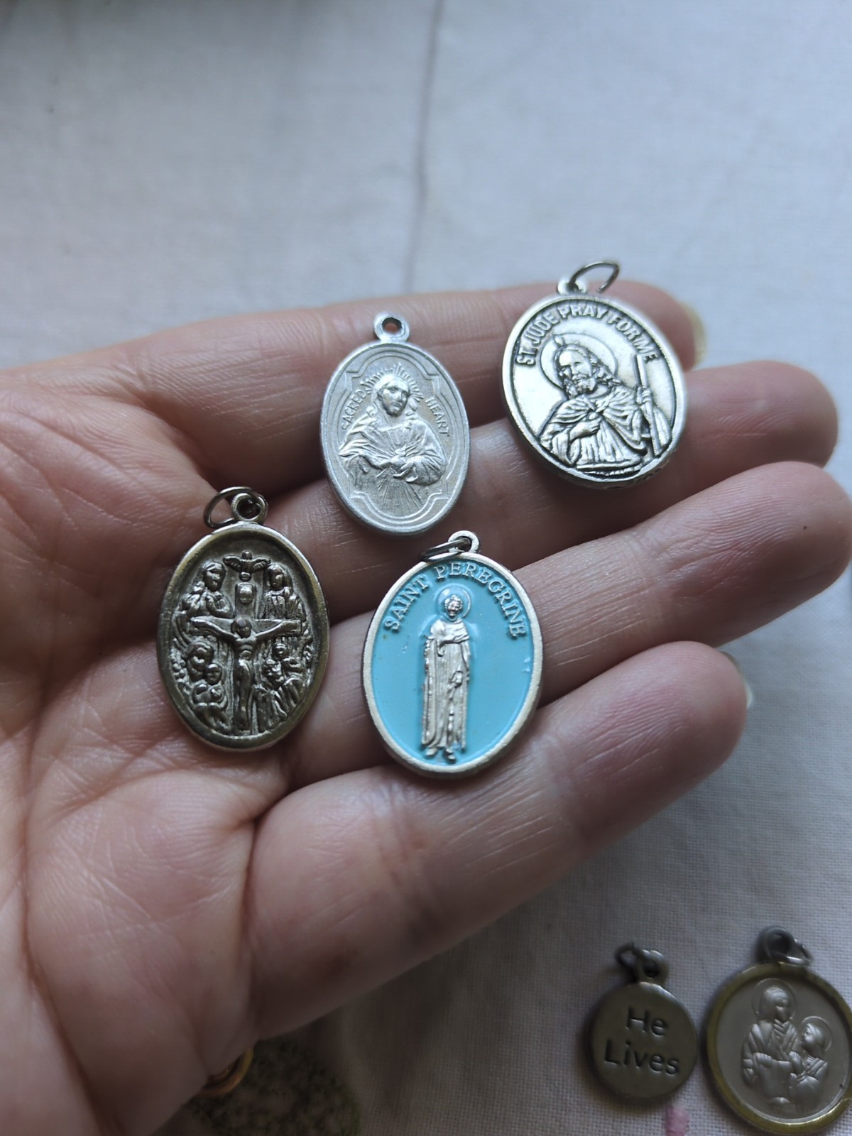 Catholic Saint Medals, Cross, Relic, Lot of 16