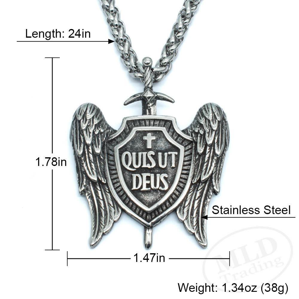 Archangel Saint St Michael Medal Stainless Steel Medallion Pendant Necklace
