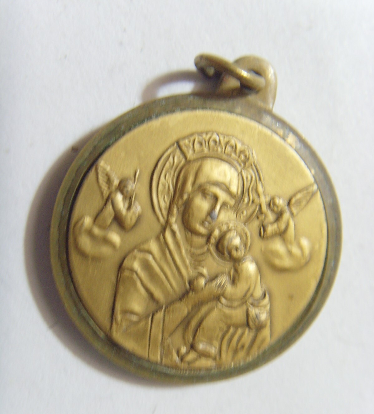 1950s Antique Catholic Saint Mary father Szarnicki God Bless pendant 53618