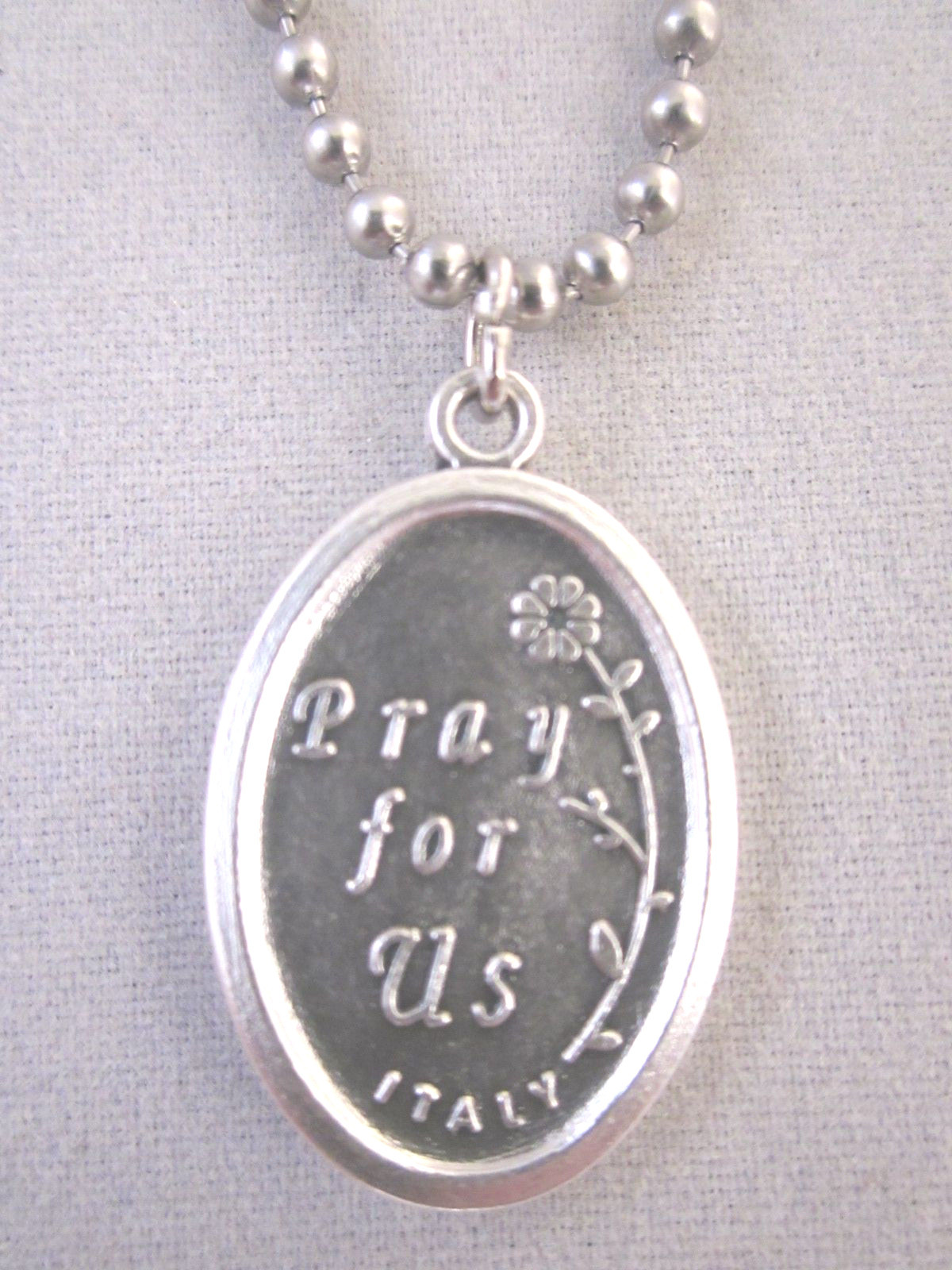 St Martin de Porres w/ Dog and Cat Medal Italy Necklace 24″ Ball Chain