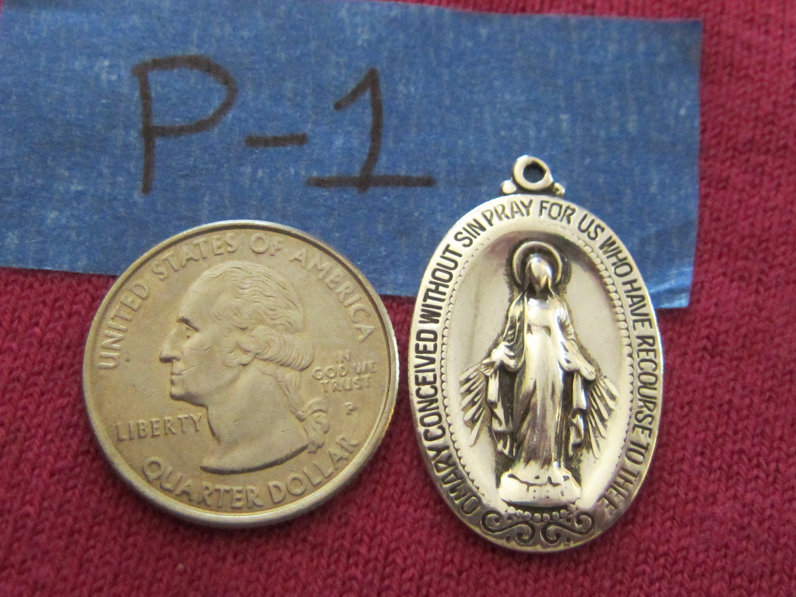 Antique Catholic Religious Holy Medal – STERLING – Miraculous – CLASSIC – LOVELY