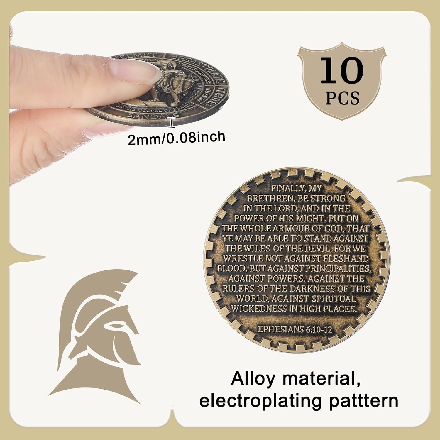 Distinctive 10 Pcs Armor of God Coins – Perfect for Churches and Gifting
