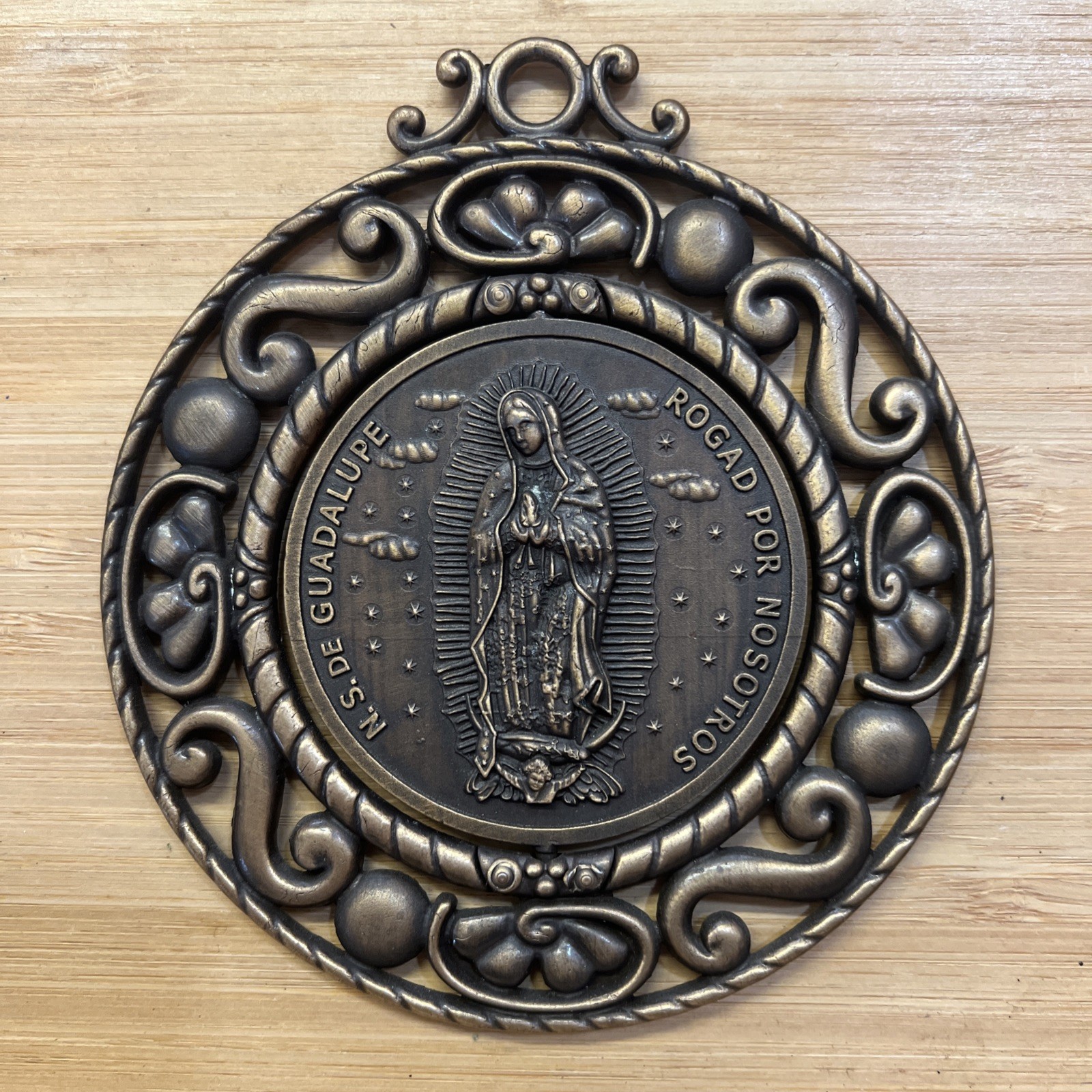 St Jude / Our Lady Of Guadalupe Medal Metal Plaque Catholic Religious 5.5”L