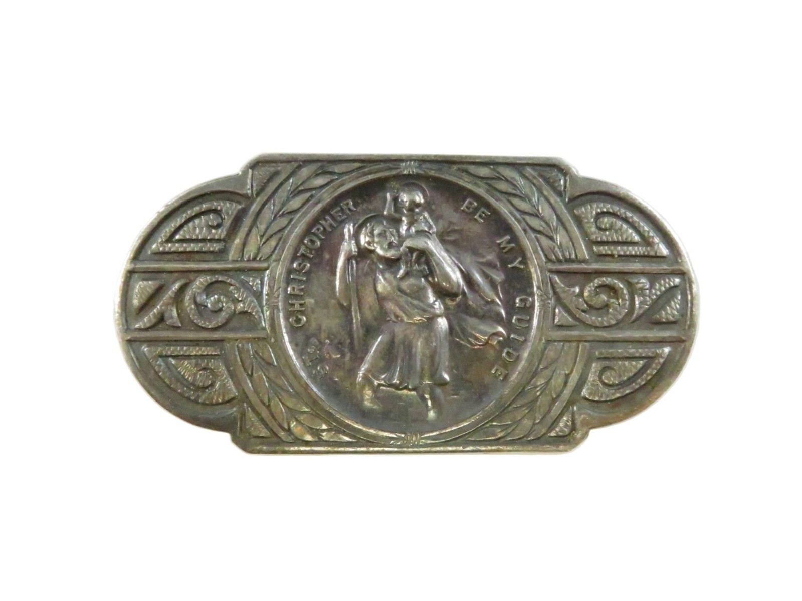 Sterling St. Christopher Visor Clip HMH Religious for Repurpose 2 3/8″ x 1 1/4″