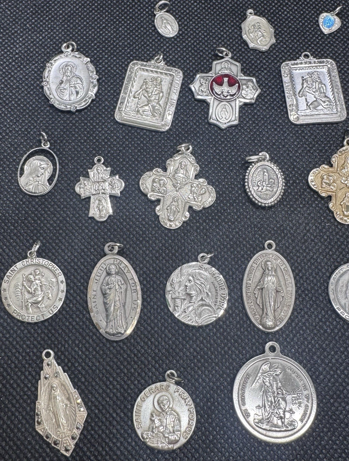 Vintage Silver 925 Religious Pendants,Medals, &Charms. Vintage. Huge lot of (28)