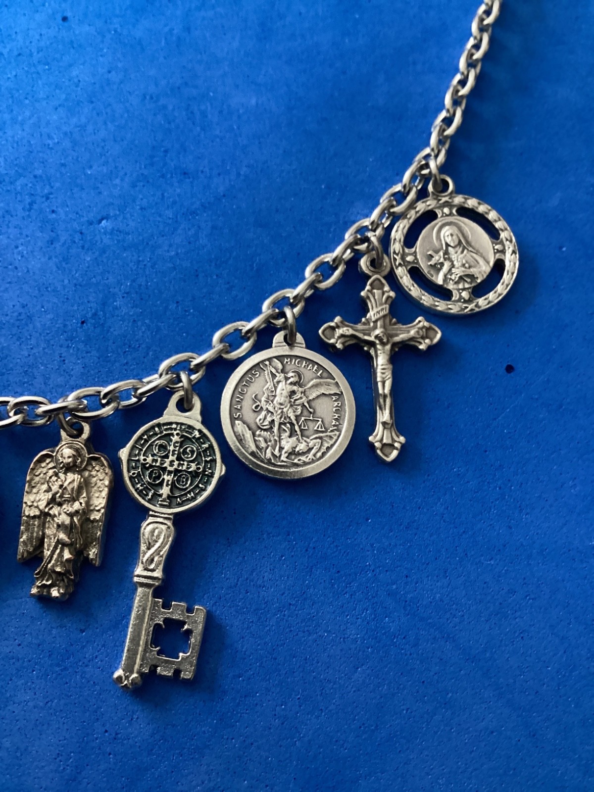 Custom Catholic Saint Medal Charm Necklace Medals Archangel St Michael Red Ename