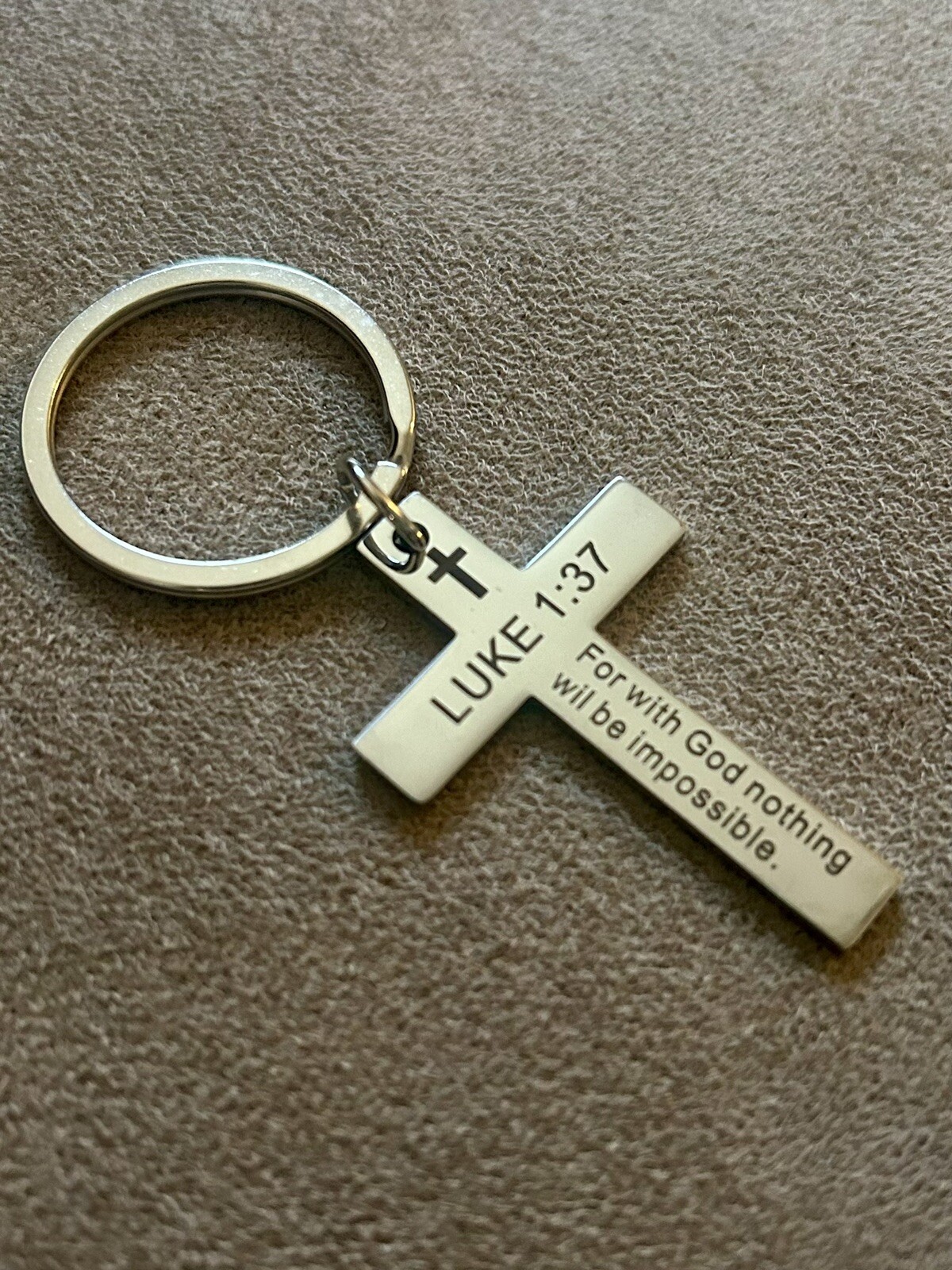 Cross Keychain FREE SHIP INSPIRATIONAL Bible FAITH Religious LUKE 1:37