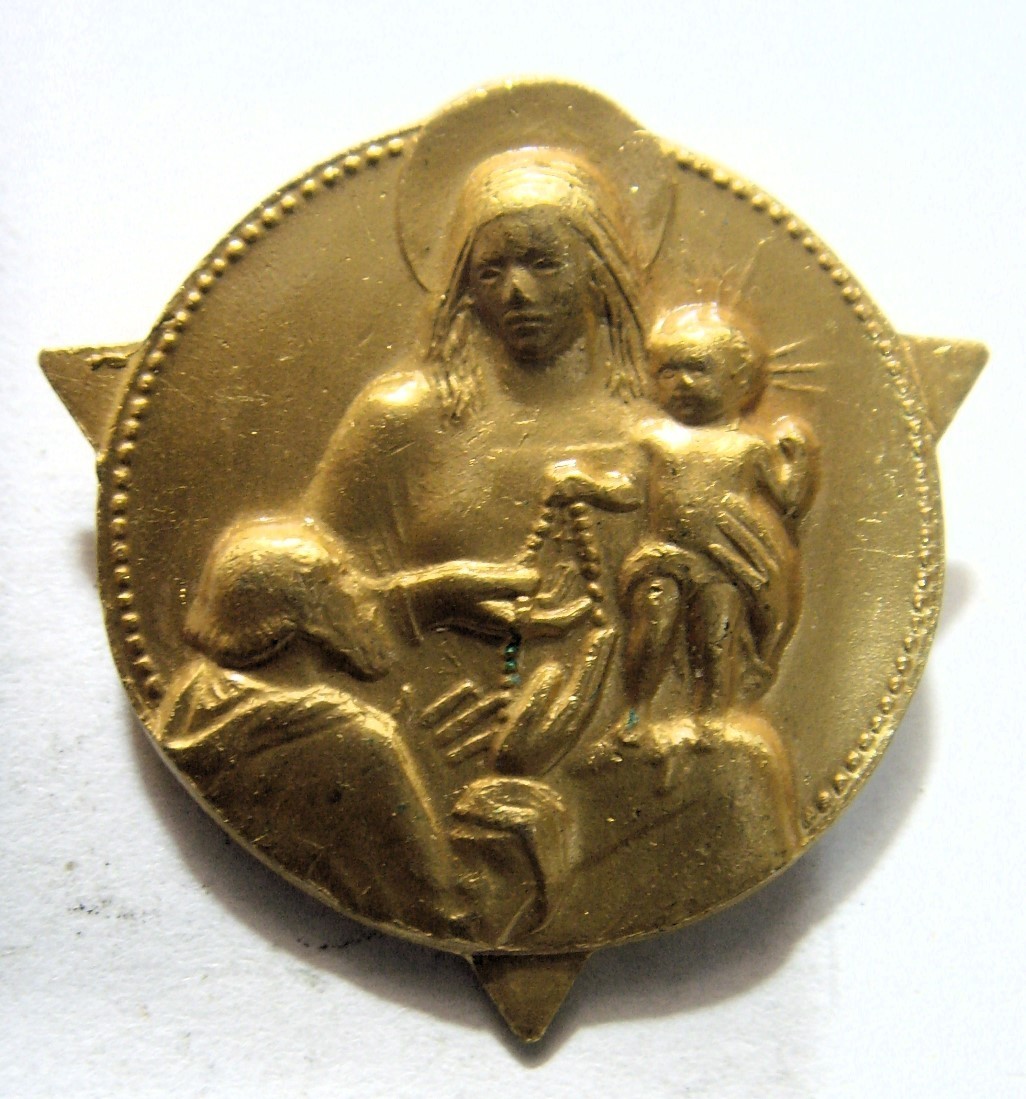 1950s antique catholic Saint Mary Baby Jesus religious brooch pin 54150