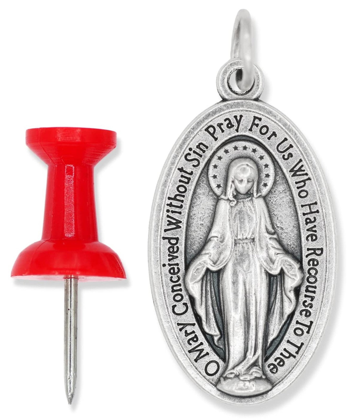 Bulk Pack of 10 – Miraculous Medal – 1 1/8″ Silver Oxidized Pendant for Neckl…