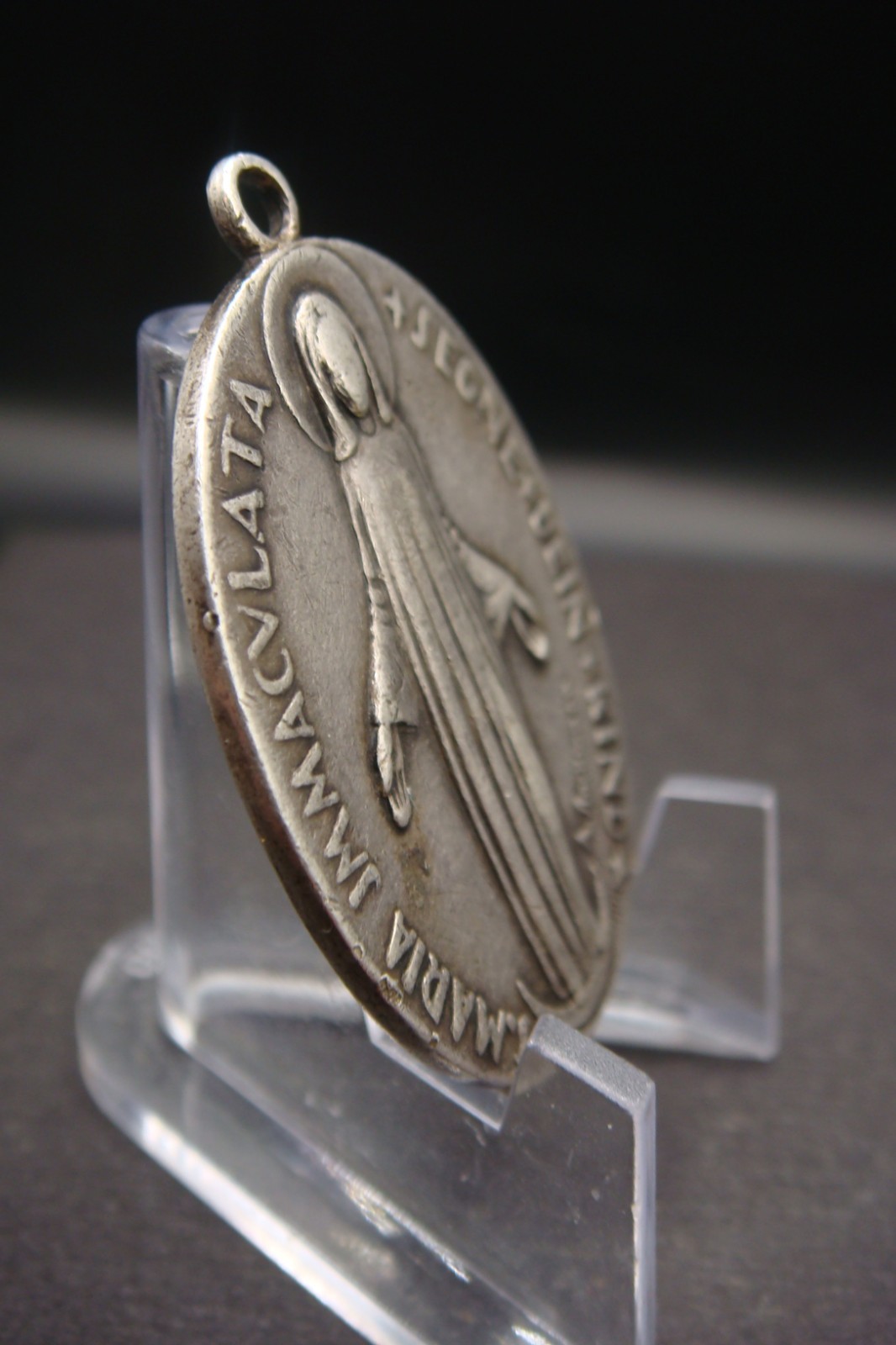 Vintage Swiss 900 Silver Religious Medal Sacred Heart Virgin Mary A Stockmann