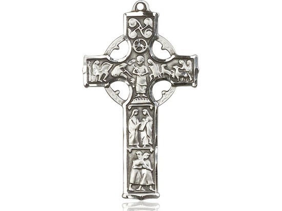 Sterling Silver Celtic Irish Cross Pendant 24″ Endless Chain Necklace & Gift Box