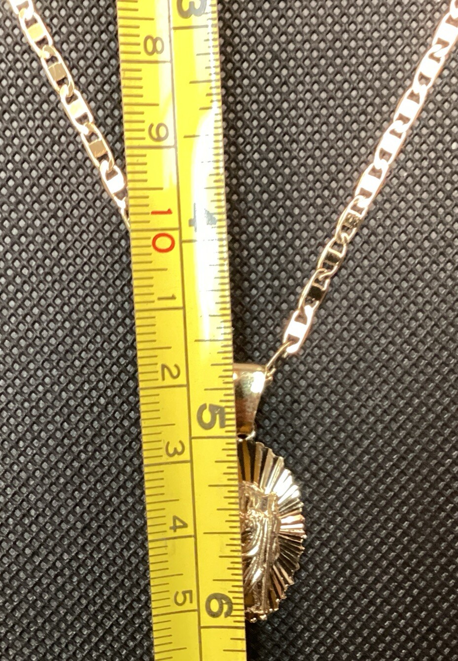 14K Gold Plated Medal Necklace Of St Judas And Chain Of 22” Long Laser Cut Diam