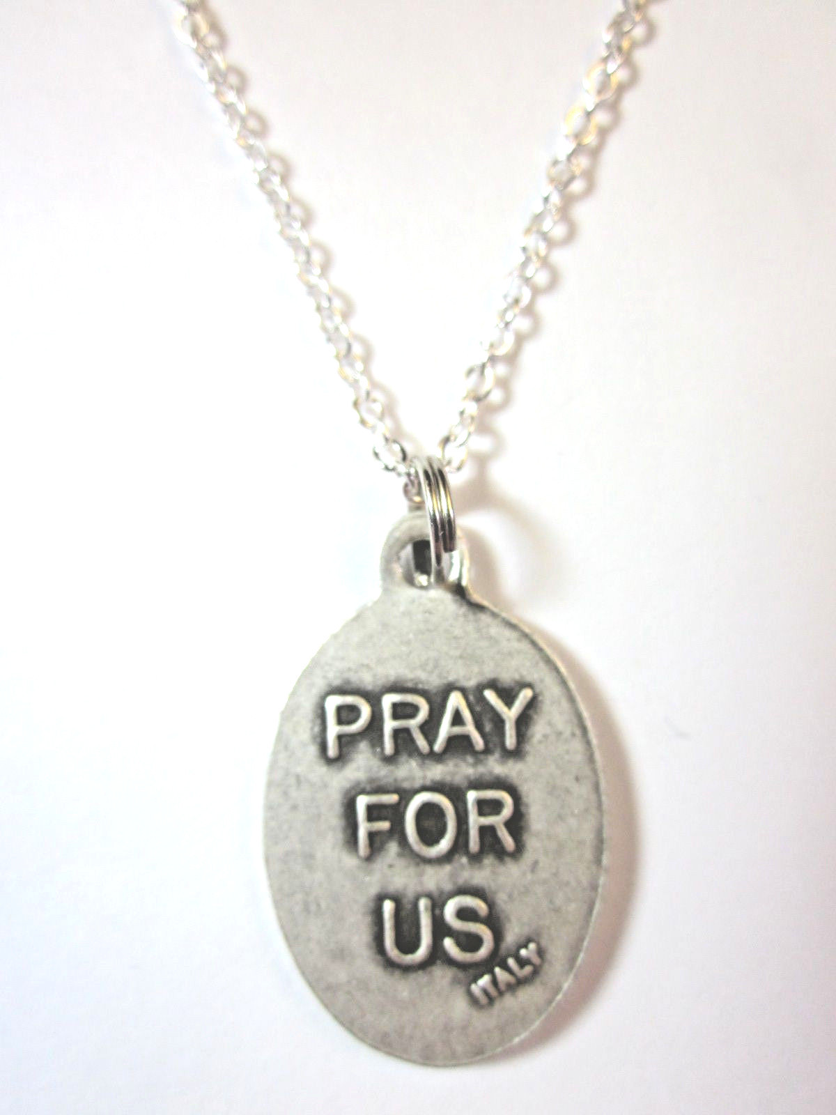 Ladies St Dymphna Medal Italy Pendant Necklace 20″ Chain Gift Box & Prayer Card
