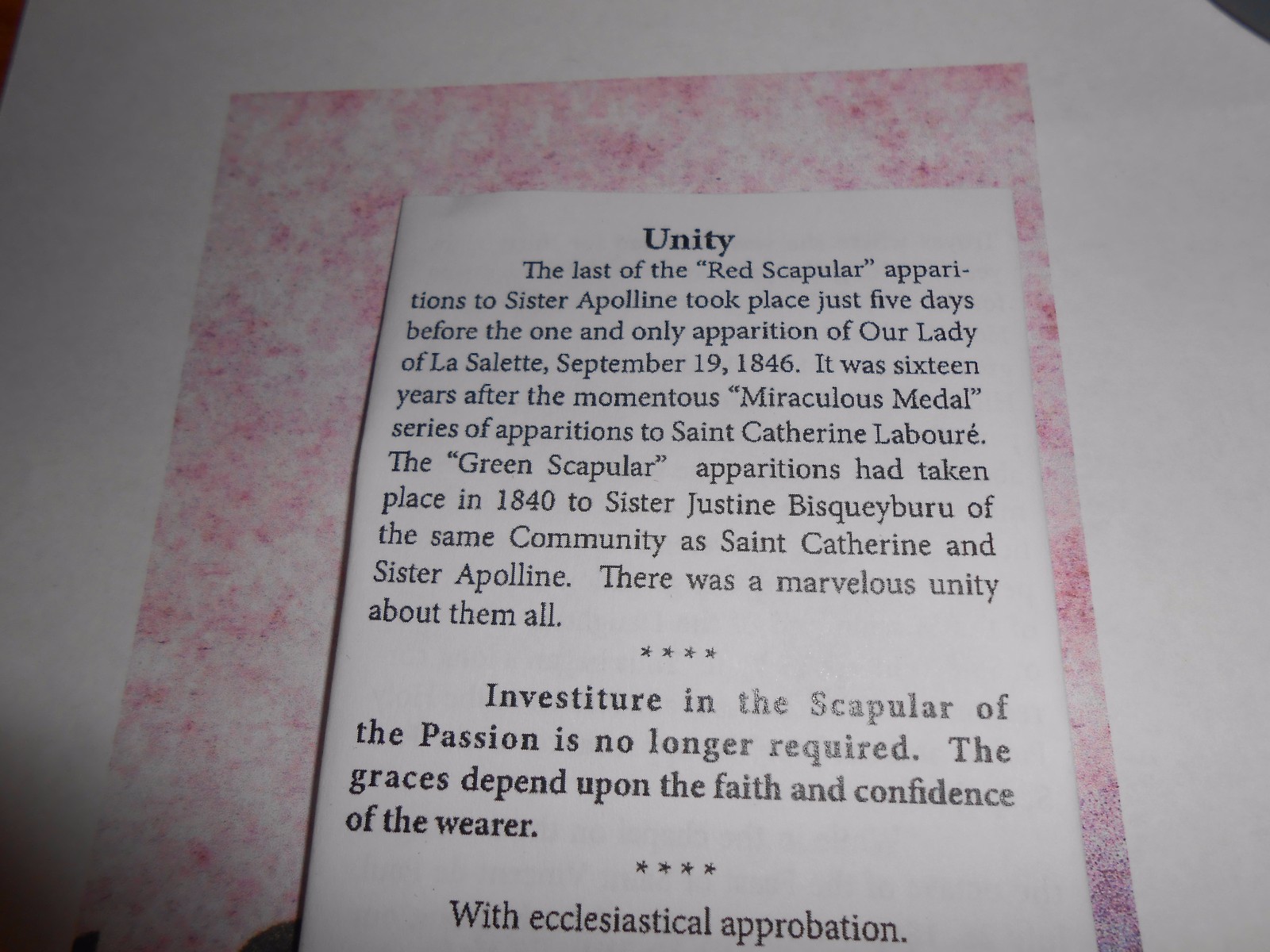 2 inch Red Scapular of the Passion with Instructions -1524 NEW