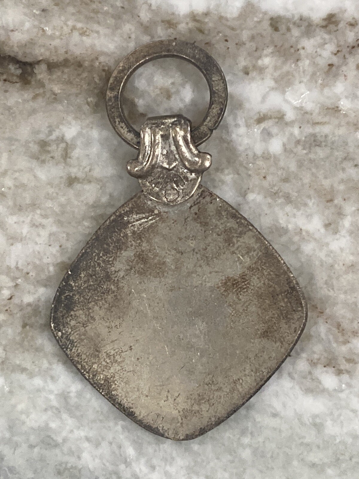 Vintage Greek 1950’s Jesus & Child Metal Religious Pendant Key Chain 2274