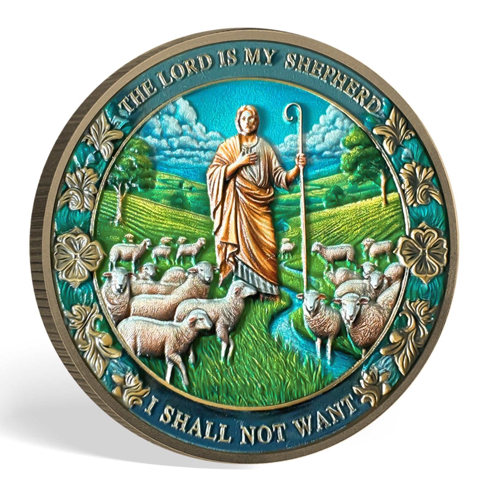 10pcs Christian Challenge Coin The Lord is My Shepherd Psalm 23:4 Verse Coin Set