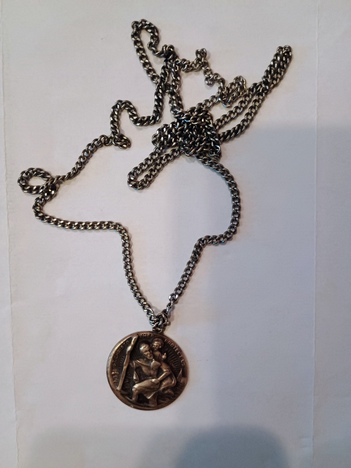 VINTAGE St Christopher Sterling Silver pendant sterling