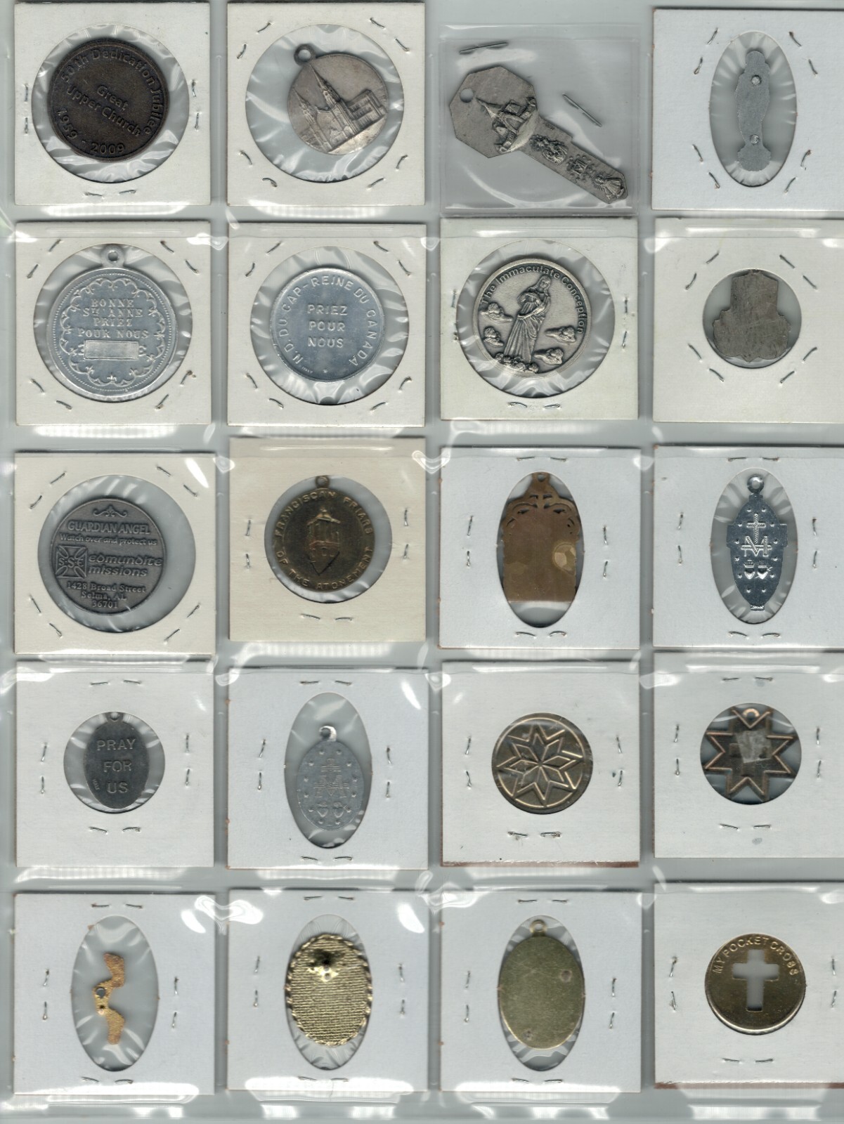 Collection of Catholic Tokens, Souvenirs, Charms, Brooches, ETC 1950s-2000s