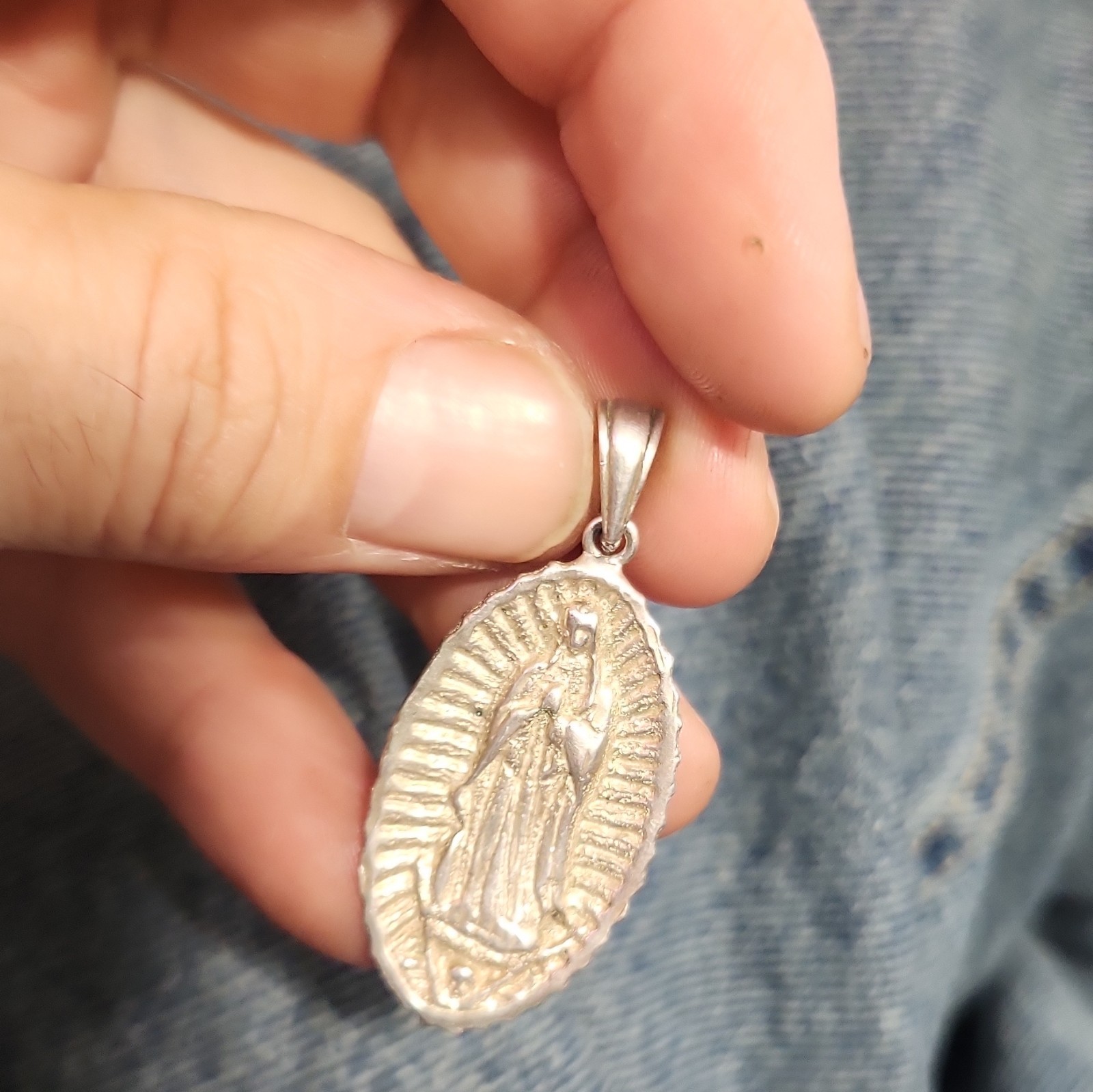 Our Lady of Guadalupe Christian Oval Medal Pendant with Bail Virgin Mary