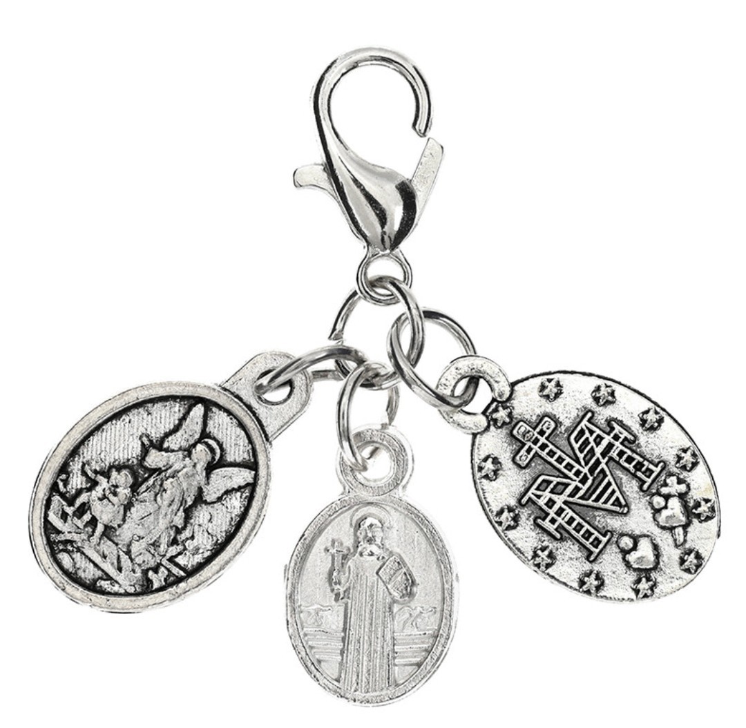 3 Devotional Medal Charms on a Lobster Clap, New #Gftshp-92