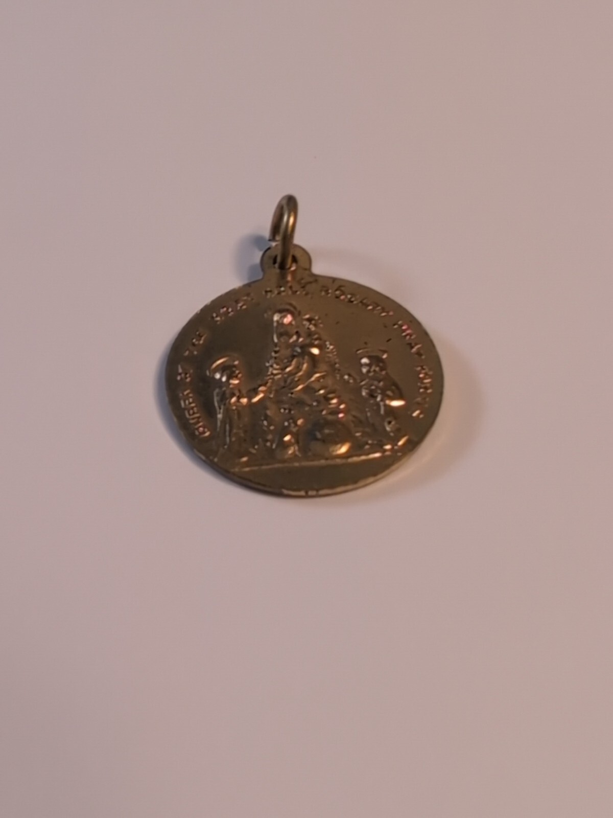 St. Dominic Queen of the Most Holy Rosary Medal Pendant Pray For Us Gold Tone