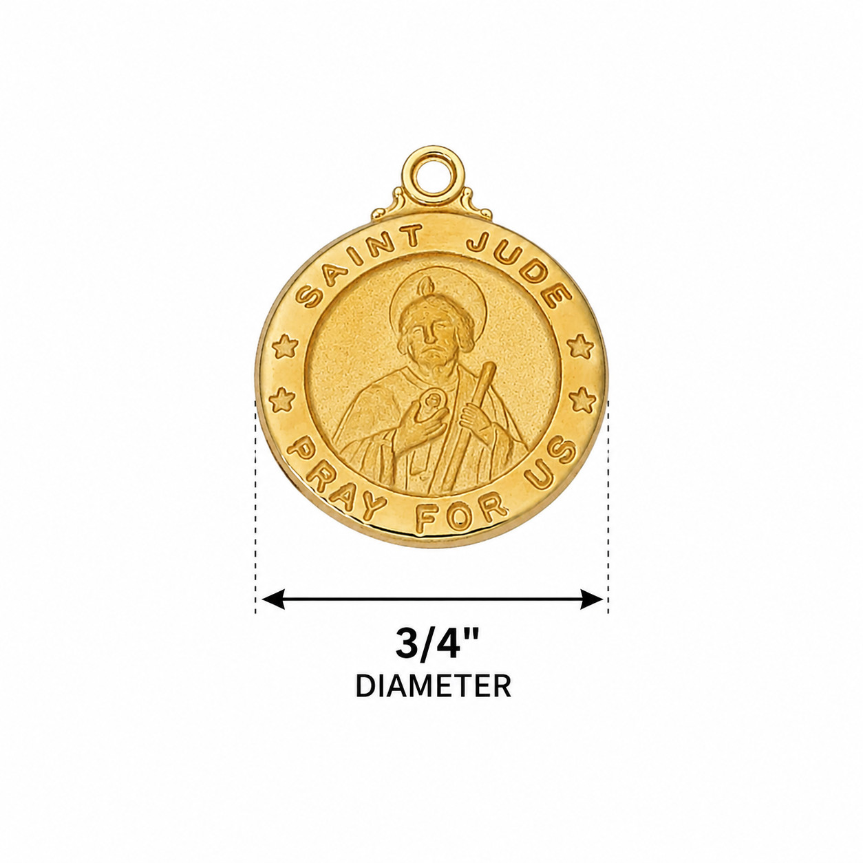 St Jude Medal Gold Over Sterling Silver Pendant 20 Inch Gold Plate Medium Chain