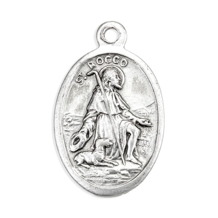 Saint St. Rocco (Roch) – Pray for Us – Ox Italian Silver tone 1″ Medal 1086-536