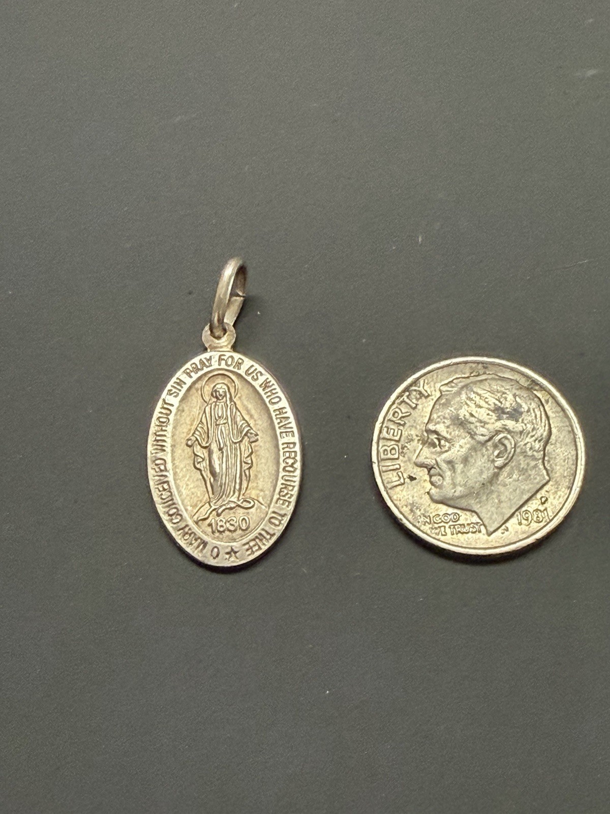 Italy 925 Sterling Silver Holy Mother Mary Miraculous Medal Pendant