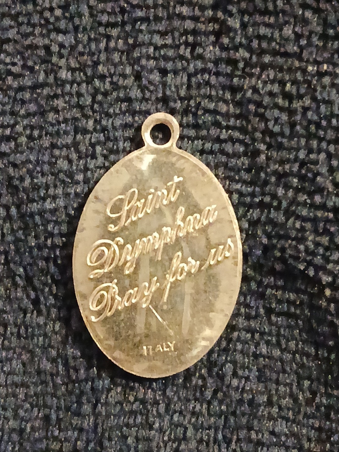 RELIGIOUS MEDAL ST. DYMPHNA METAL CHARM-7TH CENTURY-NERVOUS AFFLICTION SUFFERERS