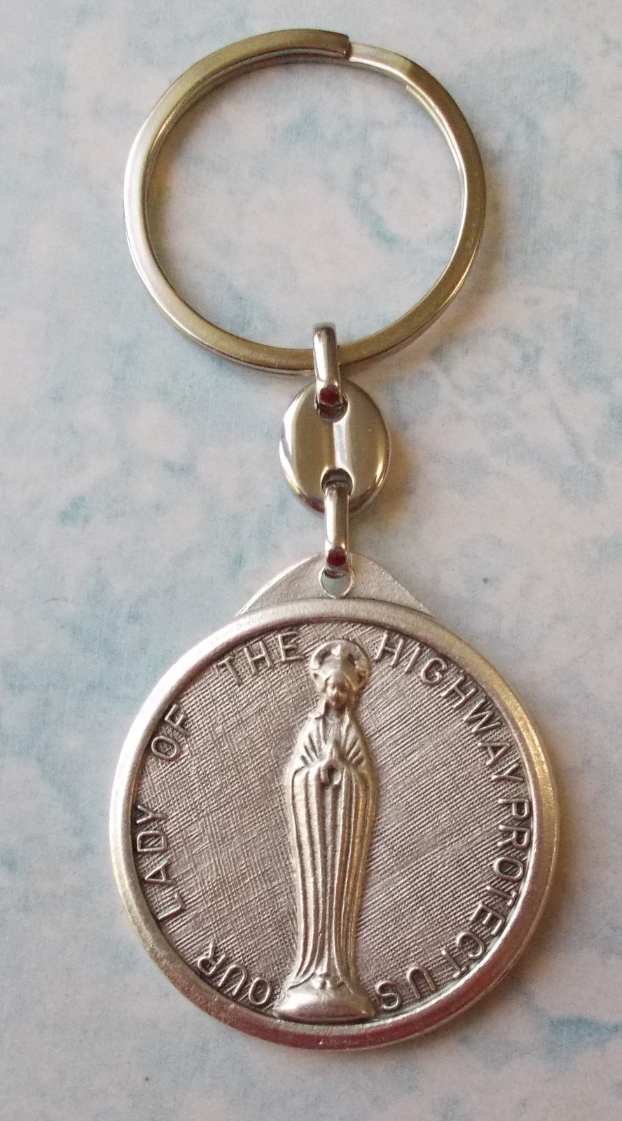 ST CHRISTOPHER OUR LADY OF GRACE Saint Medal KEYCHAIN KEY RING Protection Italy