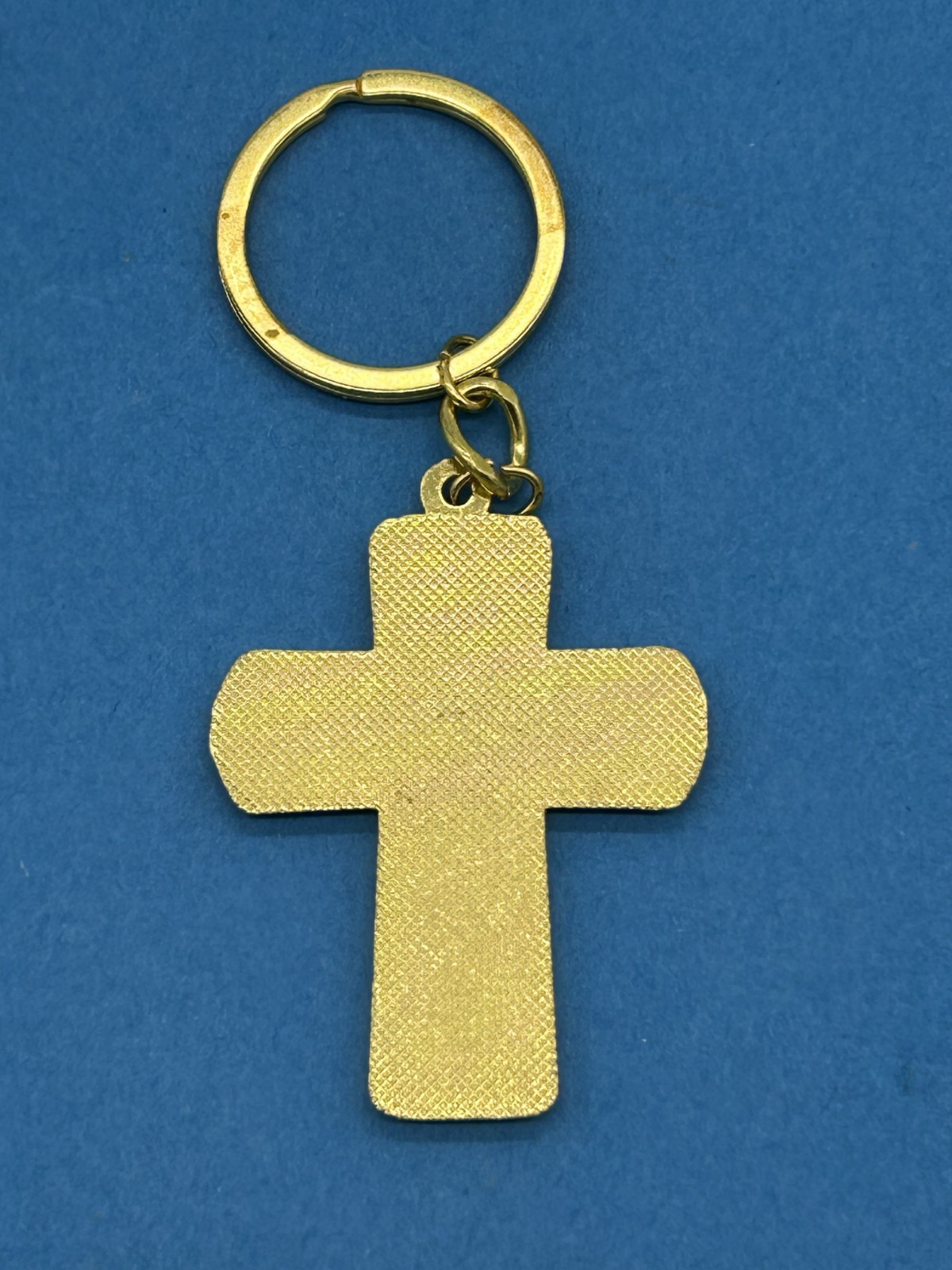 Vintage Saint Anthony Virgin Mary Jesus Cross Keychain Gold Toned Christianity