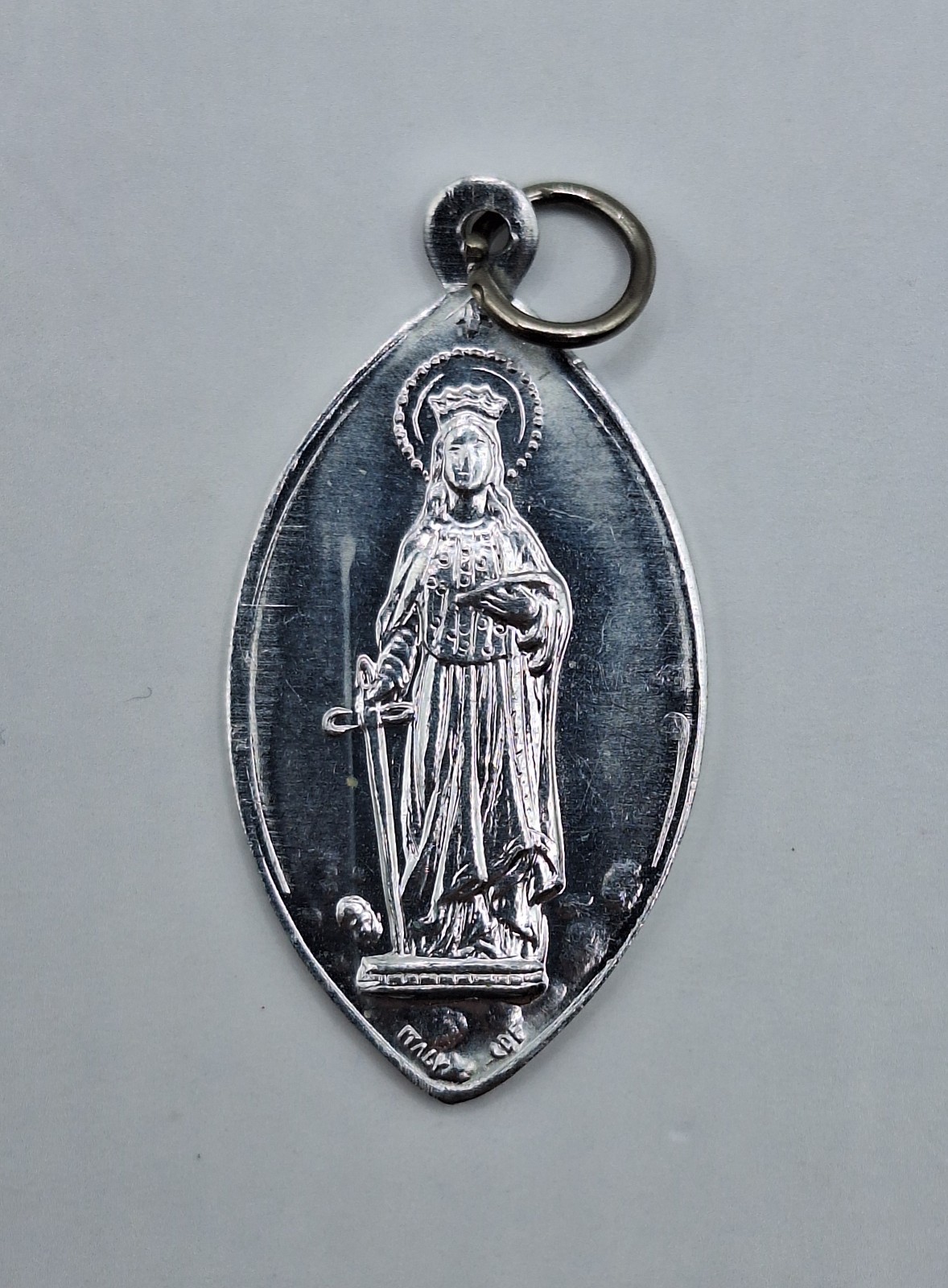 St Dymphna Pray for Us Medal Mental Health Silver Tone 1.25″ Made In Italy VGC