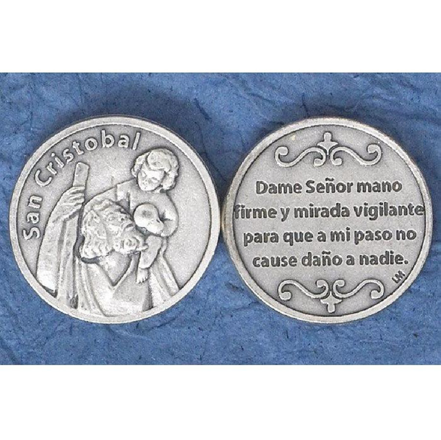 San Cristobal – Religious Prayer Pocket Token Italian Coin