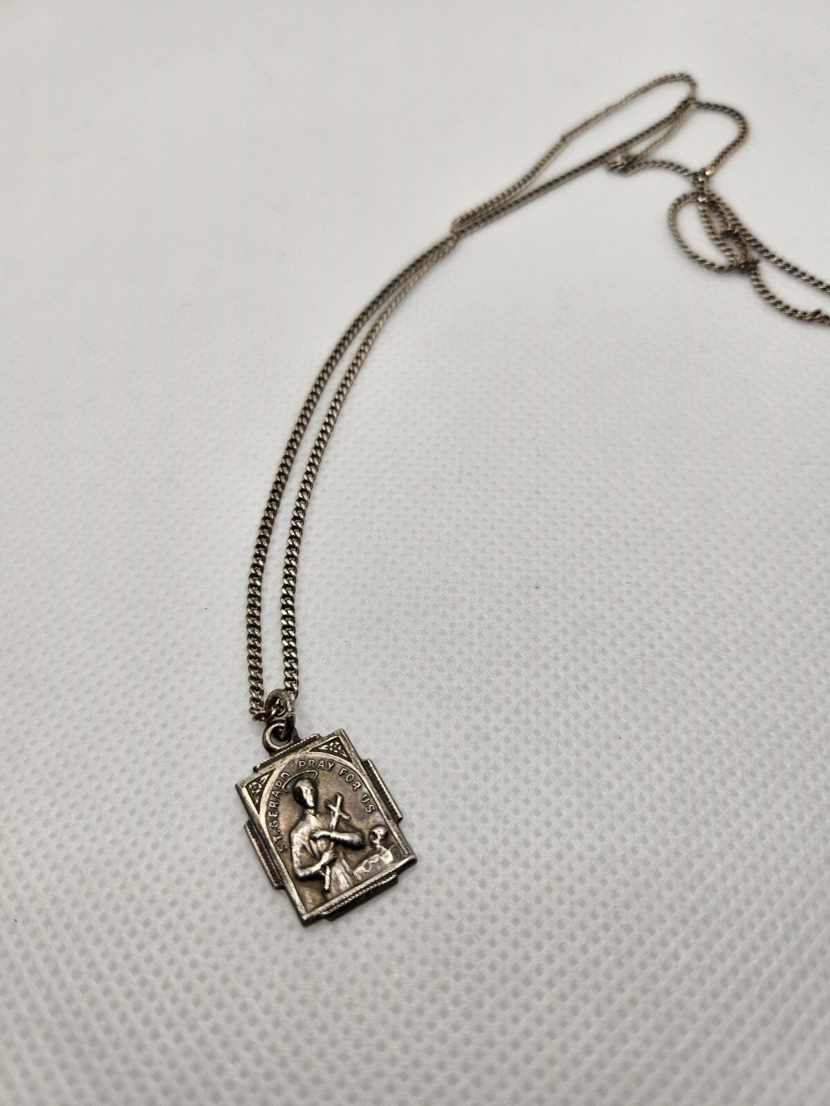 Vintage Silver Saint Gerard Medal Catholic STERLING HMH Petite Medal Small Size