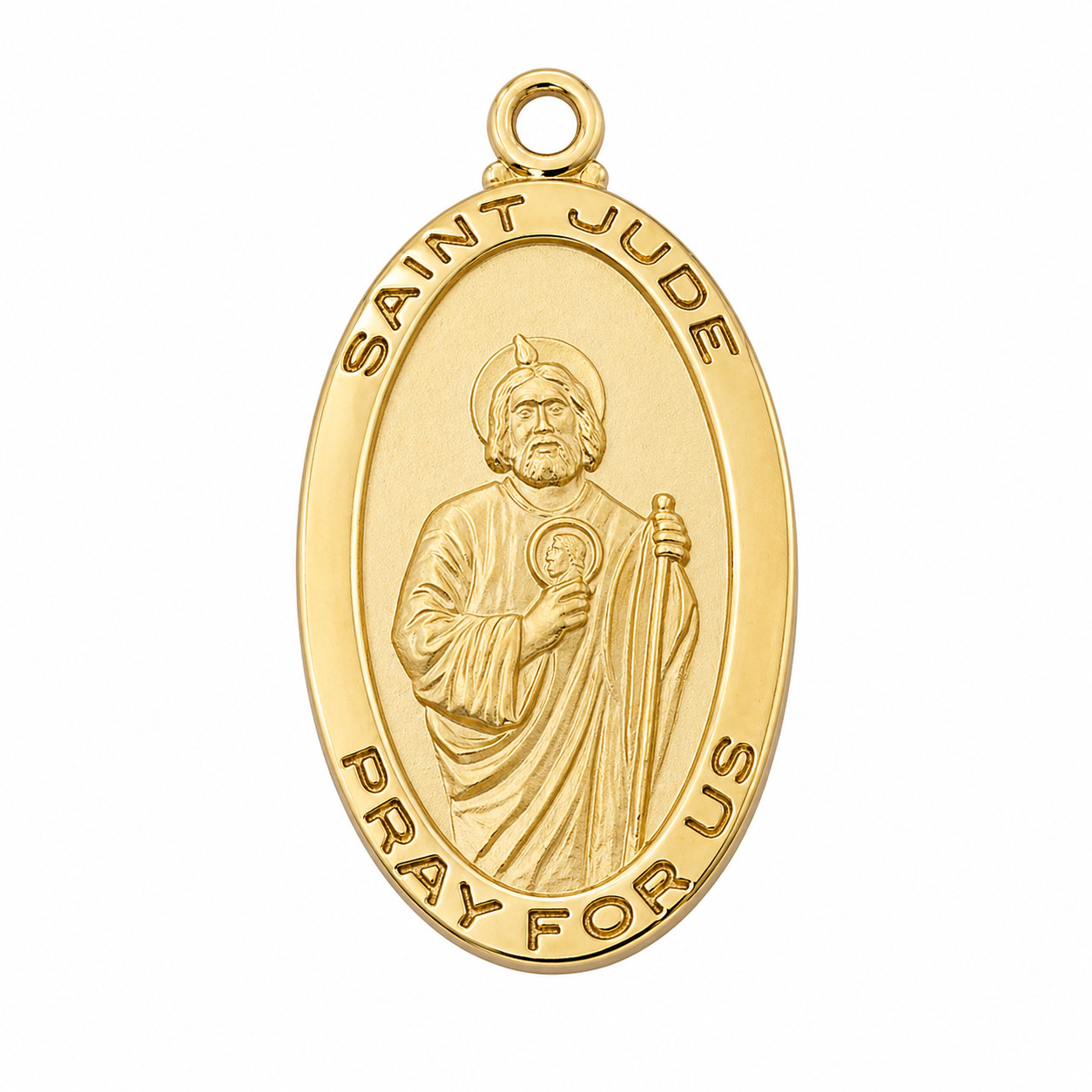 St. Jude Pray For Us Oval Gold Plated Sterling Medals Pendant Necklace 18″ Chain