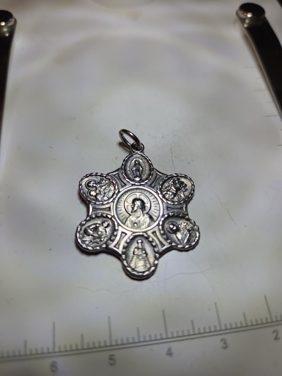 5.2 G HVH Vintage Multi Saint Medal Silver 925 Religious Holy Charm