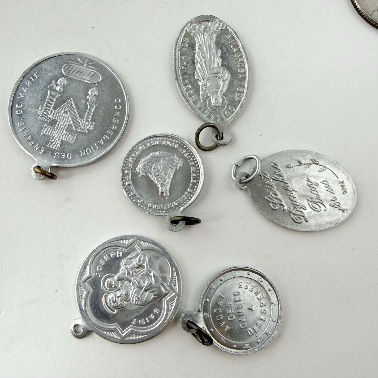 Vintage Lot of 6 Religious Medals Charms Jesus Virgin Mary St. Jude St. Dymphna