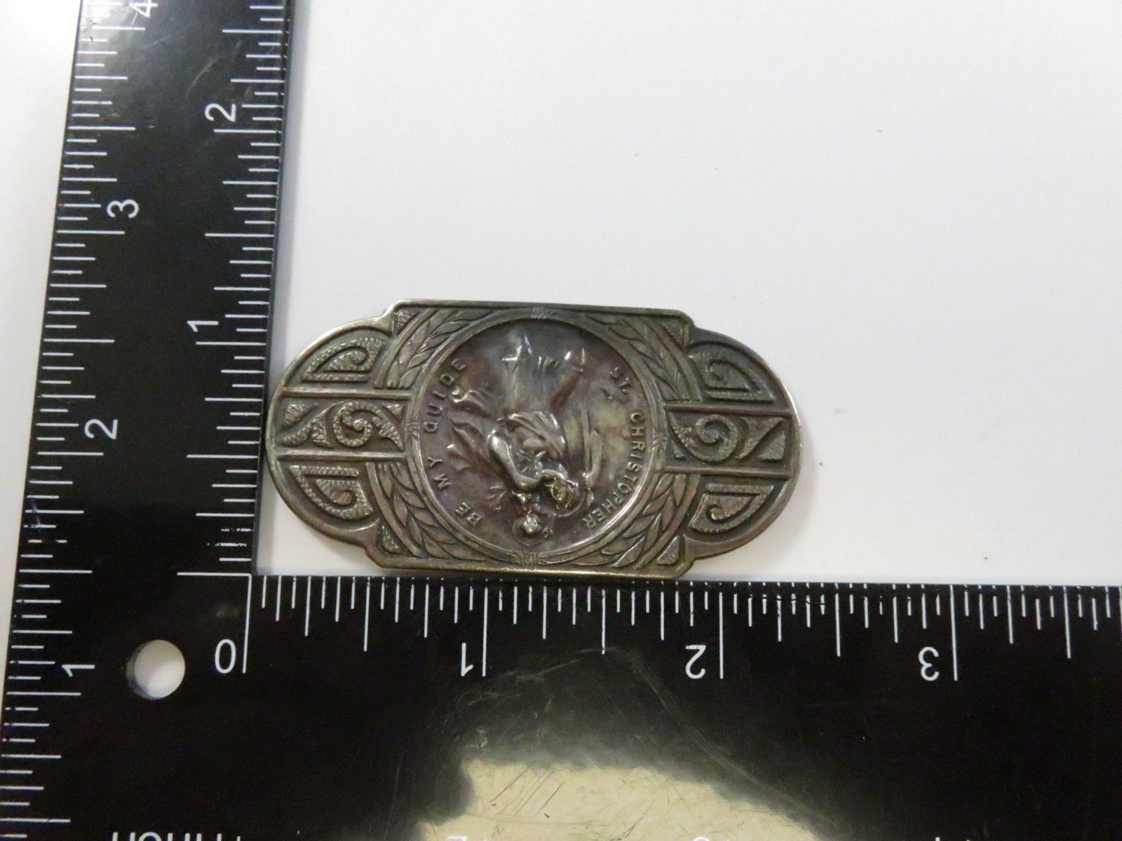 Sterling St. Christopher Visor Clip HMH Religious for Repurpose 2 3/8″ x 1 1/4″