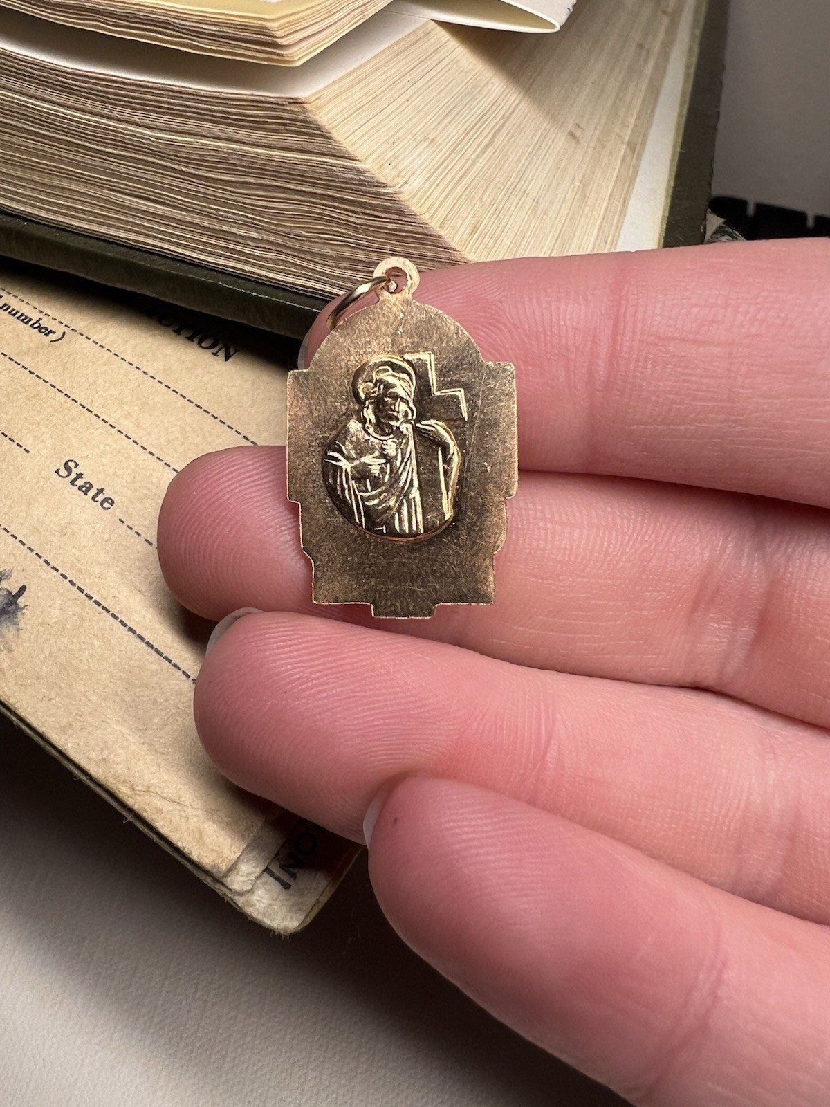 RAW BRASS St.Jude Thaddeus Prayer Charm