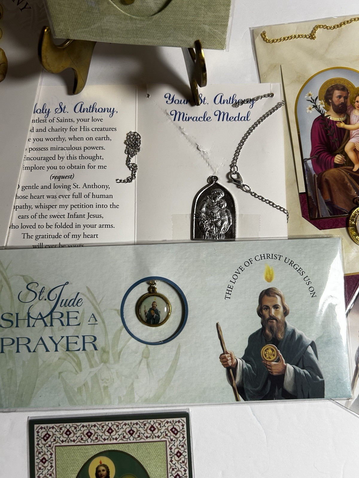 Catholic Metals Lot Of 6 – Pray For Us St. Jude & St.Anthony Necklace Charms Etc
